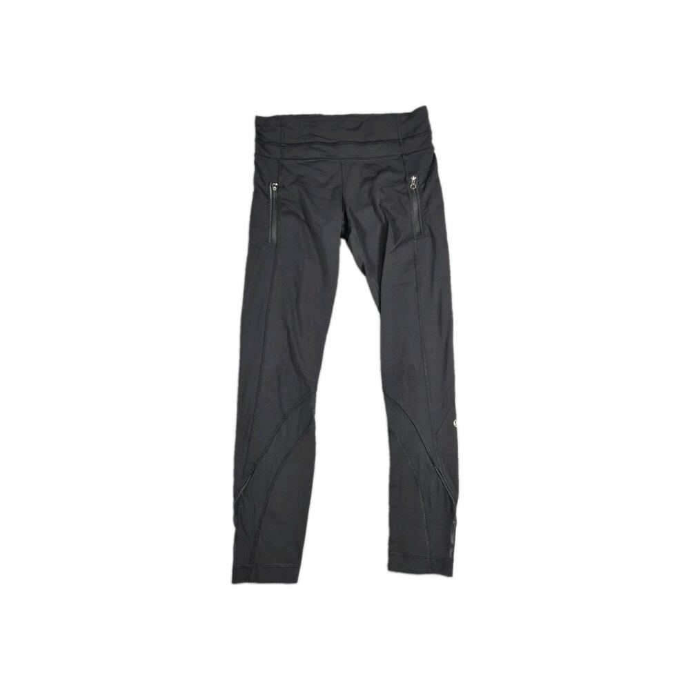 Lululemon Leggings 6 Womens Black Crop Pants Zip Pocket Pull On Yoga Gym Stretch